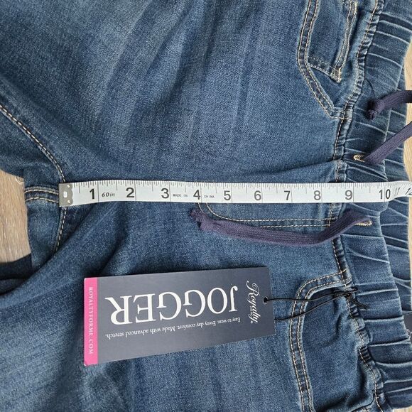 NWT Royalty Faux Jean Comfortable Jogger  elastic waist rough hem  small - Picture 9 of 10
